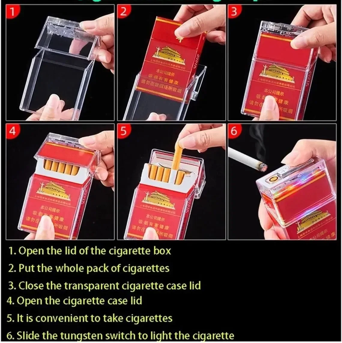 Sparkle Snug Sanliou Cigarette Case Lighter