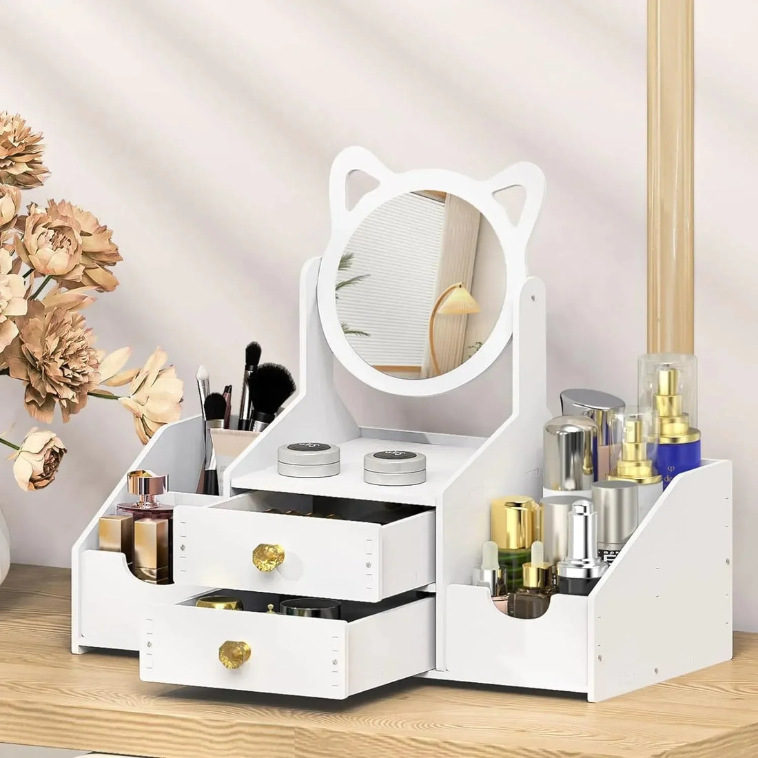 Makeup Desk Organizer with Mirror