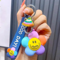 Happy Bloom Smiley Flower Keychain