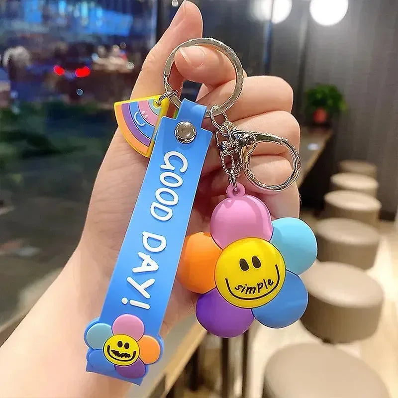 Happy Bloom Smiley Flower Keychain