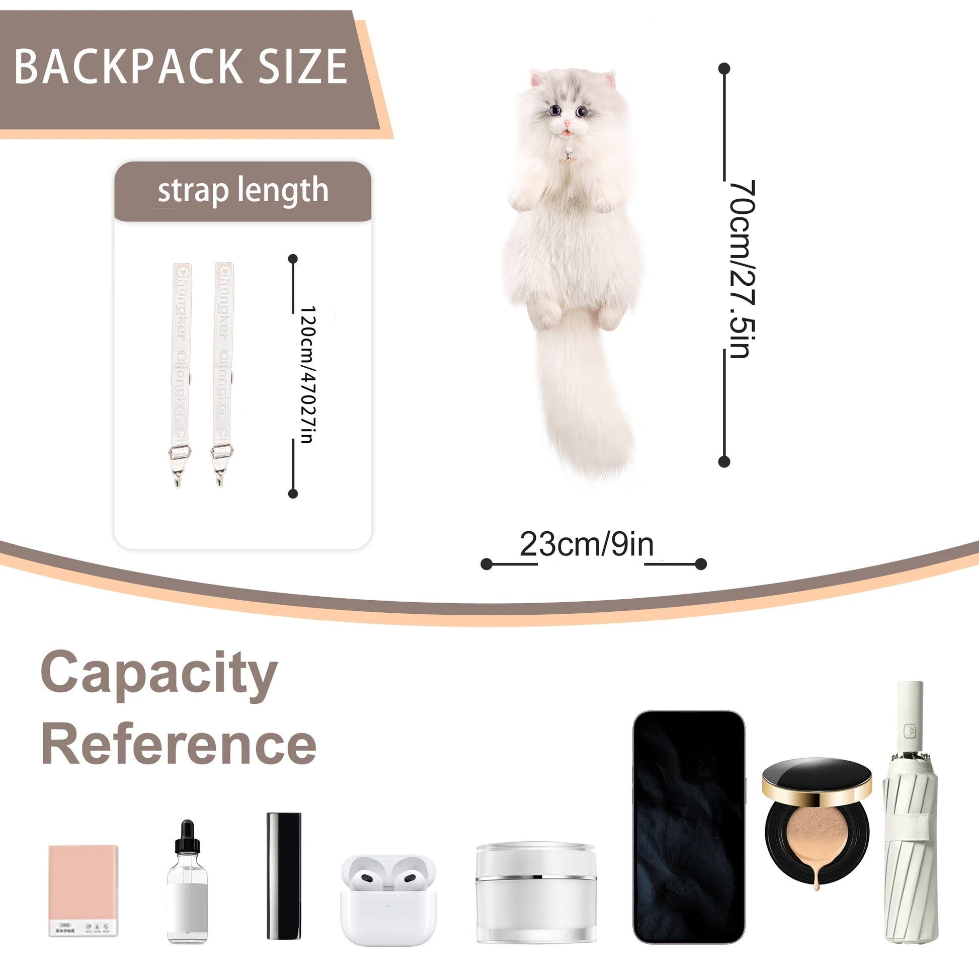 Chongker Realistic Minuet Cat Backpack - Bear Hugs