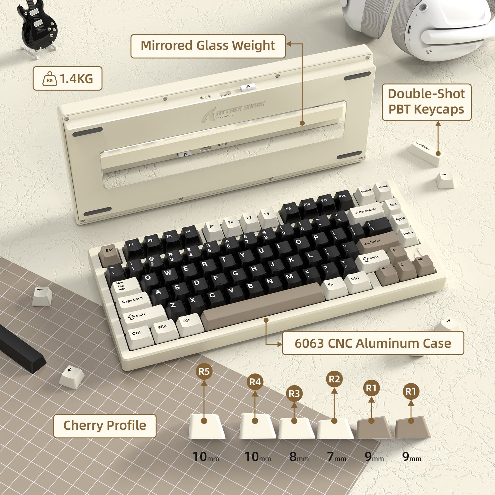 ATTACK SHARK X75 Full Aluminum Keyboard - Bear Hugs