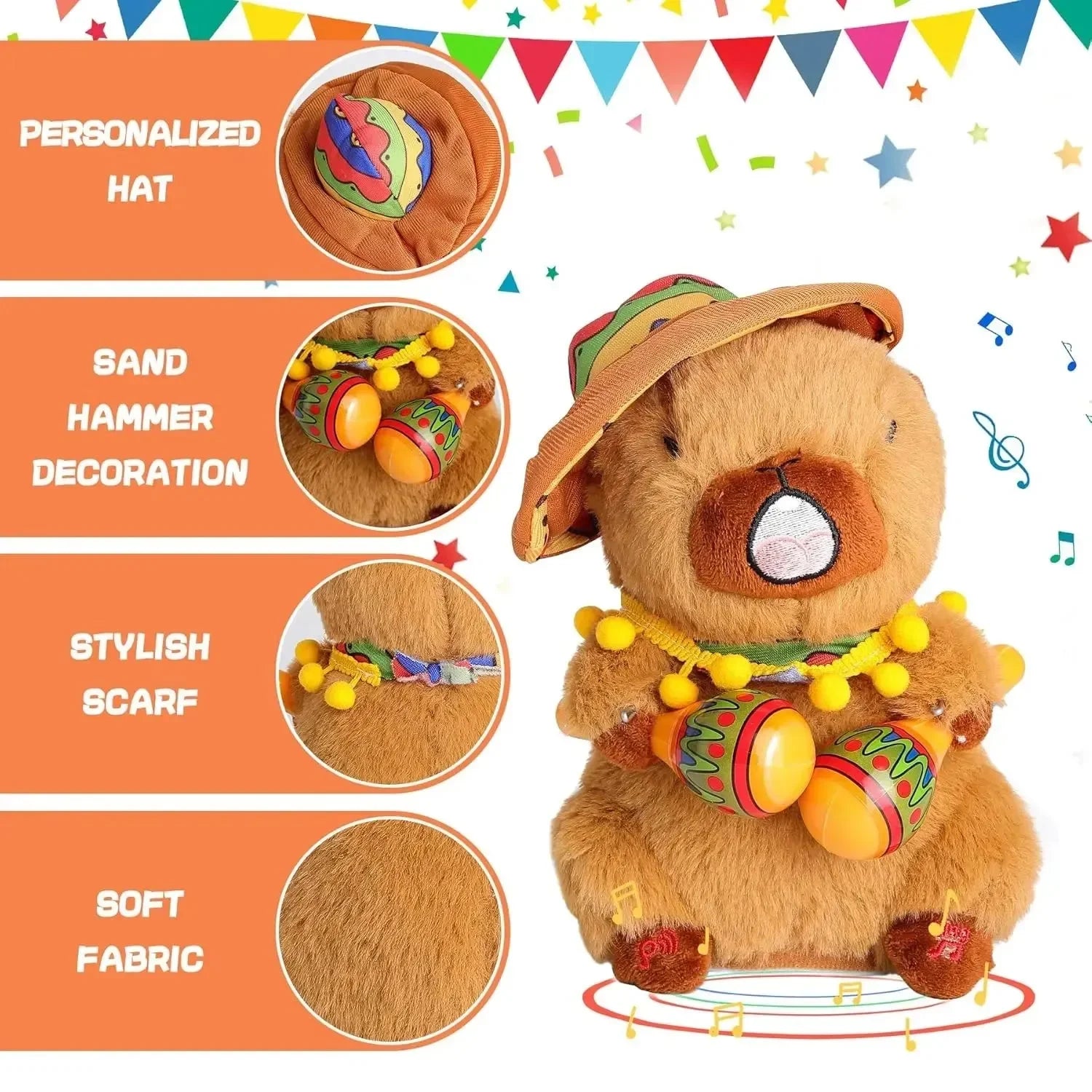 Musical Singing and Dancing Capybara Plushies (20 cm)
