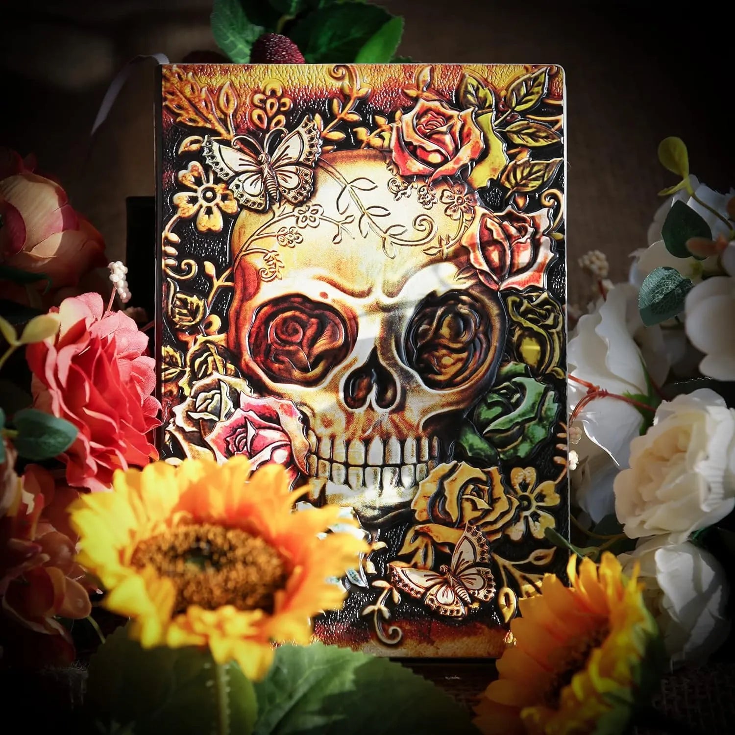 Vintage 3D Skull Embossed Notebook