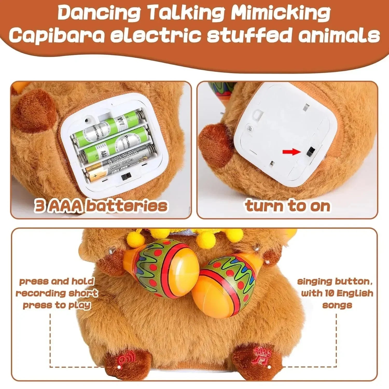 Musical Singing and Dancing Capybara Plushies (20 cm)