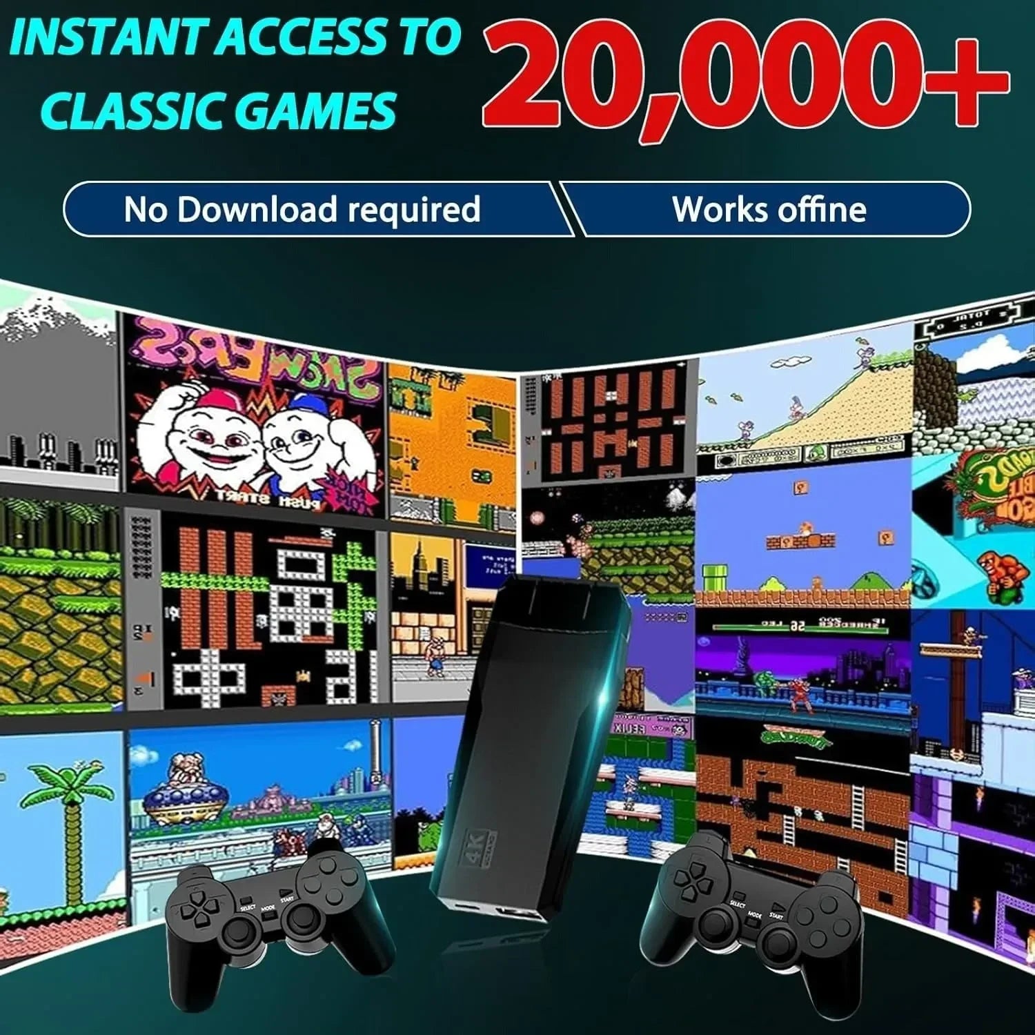 128g - Console de jeu vidéo rétro sans fil, 2.4G, anciers de jeu, 4K