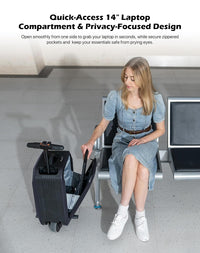 AOTOS 22 Inch Carry on luggage-hardside PC+ABS suitcase with rolling wheels, Built-in TSA Lock & USB Port, Durable Suitcase Travel Luggage for Women Men, Grey, small, Smart Ridable Luggage - Bear Hugs
