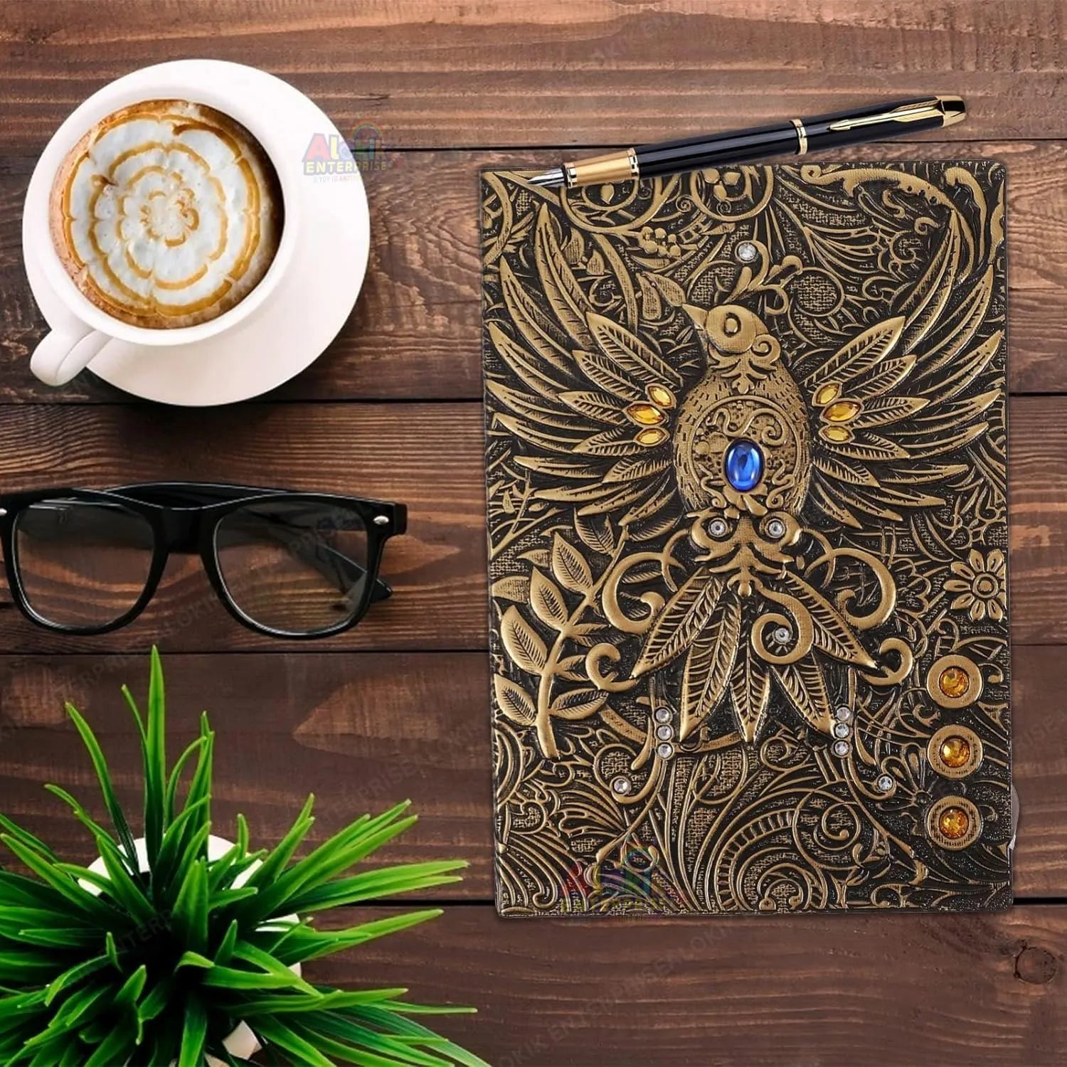 Vintage 3D Phoenix Embossed Notebook