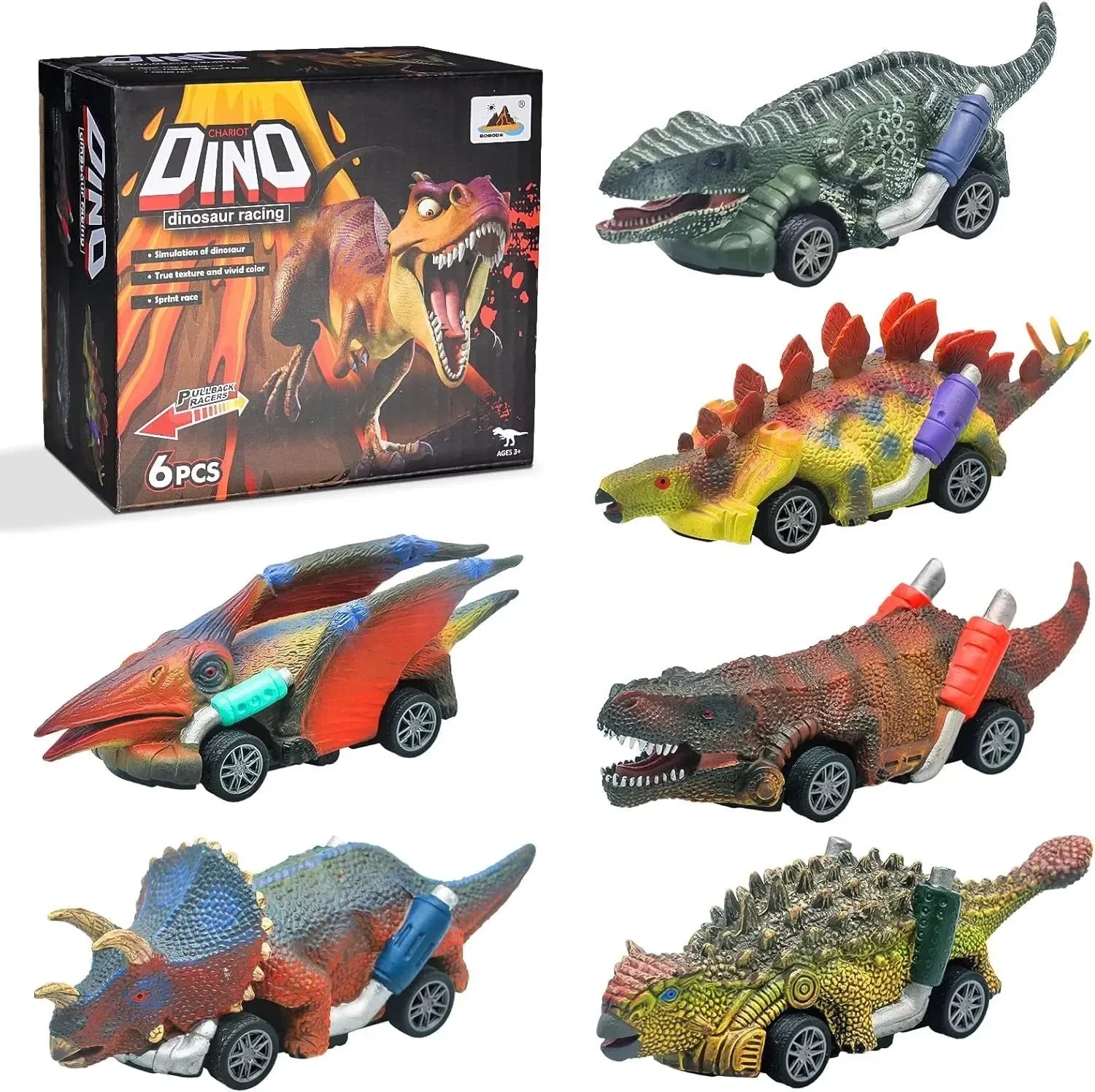 Jurassic Zoomers Dinosaur Pull-Back Car (Set of 6)