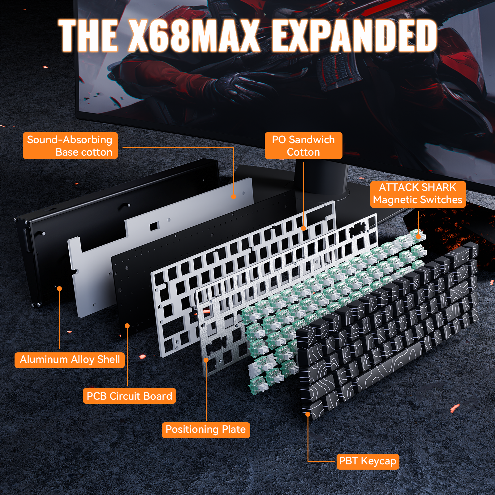 ATTACK SHARK X68 MAX HE Magnetic Aluminum Keyboard