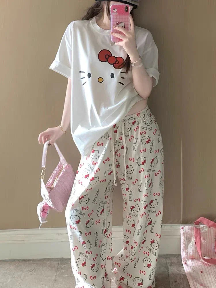 Kawaii Kitty Summer Pajamas Suits PN7087 - Bear Hugs