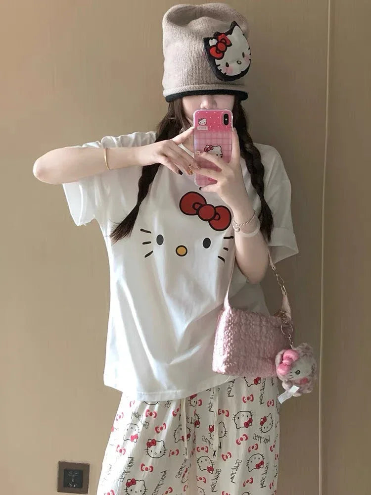 Kawaii Kitty Summer Pajamas Suits PN7087 - Bear Hugs