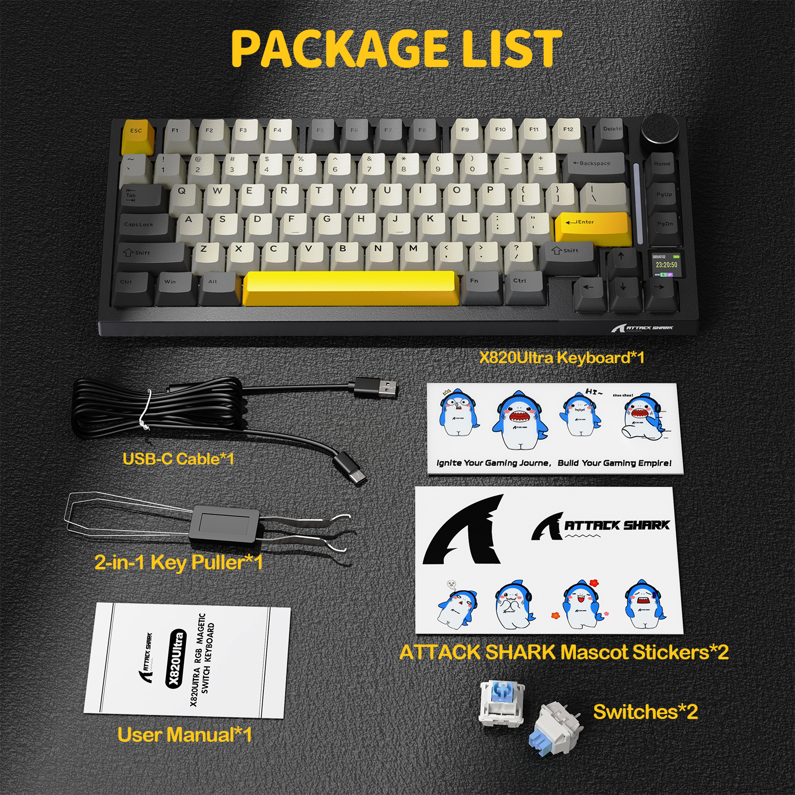ATTACK SHARK X820Ultra Tri-mode Gasket Mechanical Keyboard - Bear Hugs