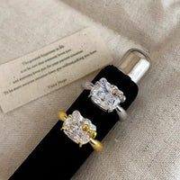 Hellokitty 925 Sterling Silver White Gold Plated Cubic Zirconia Promise Ring - Bear Hugs