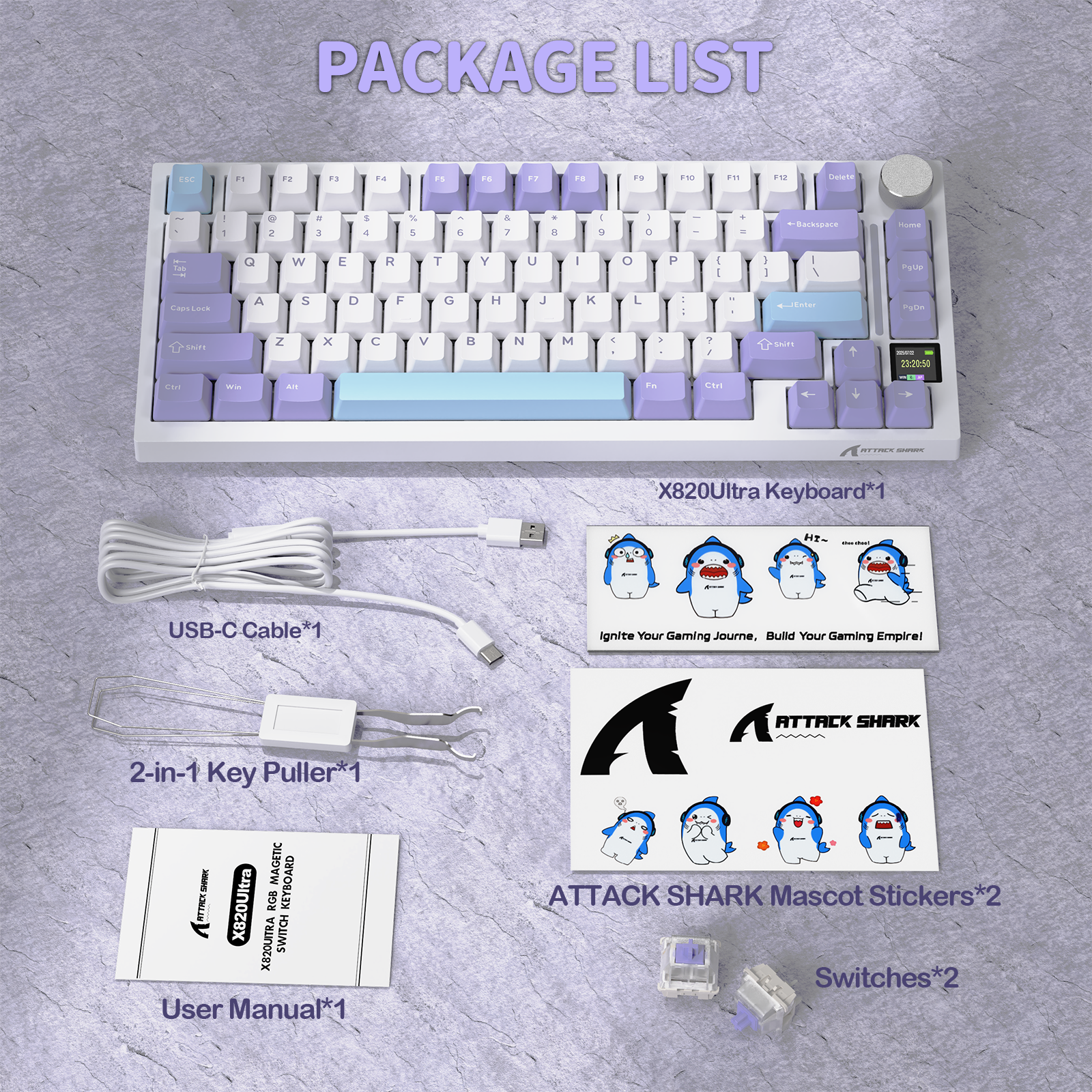 ATTACK SHARK X820Ultra Tri-mode Gasket Mechanical Keyboard - Bear Hugs