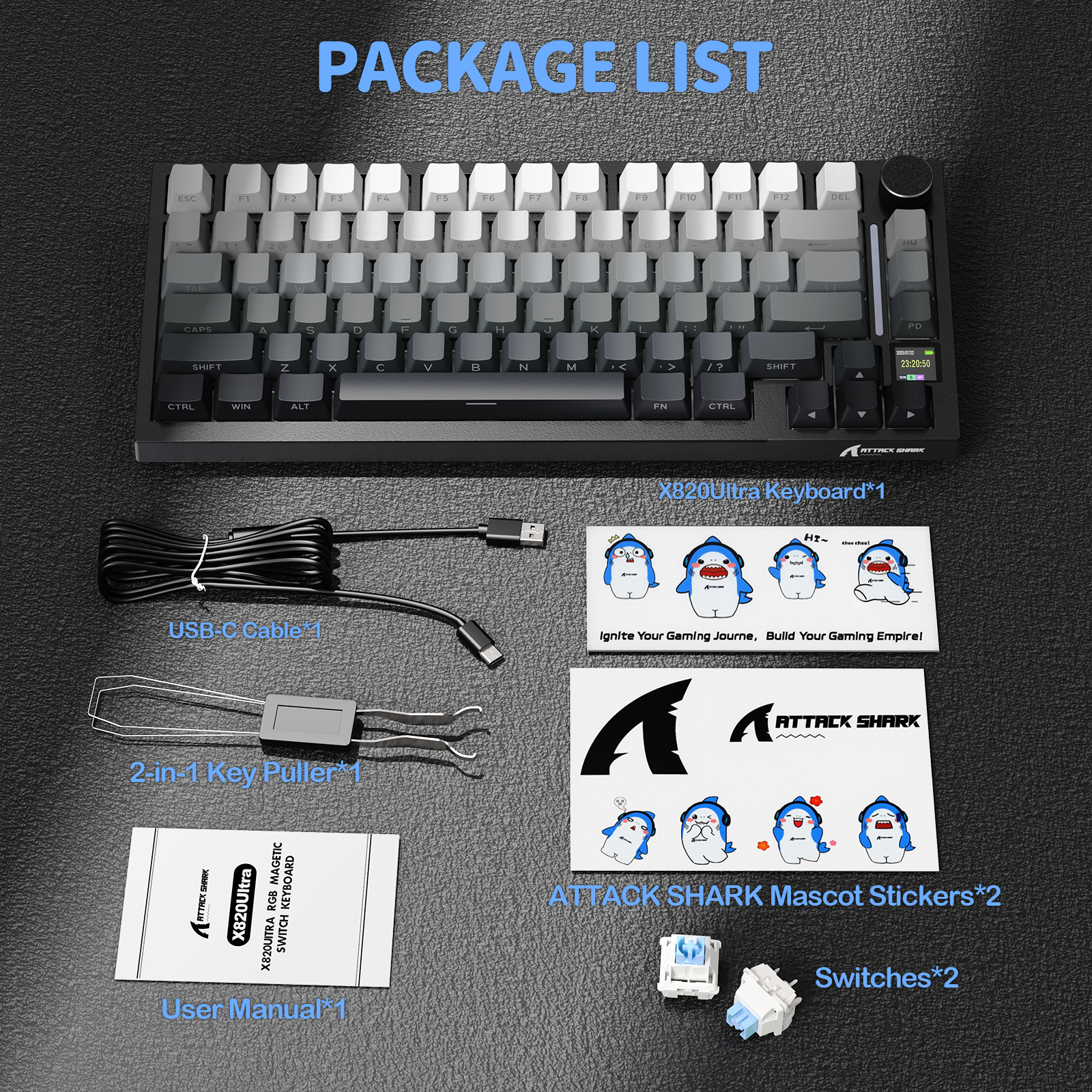 ATTACK SHARK X820Ultra Tri-mode Gasket Mechanical Keyboard - Bear Hugs