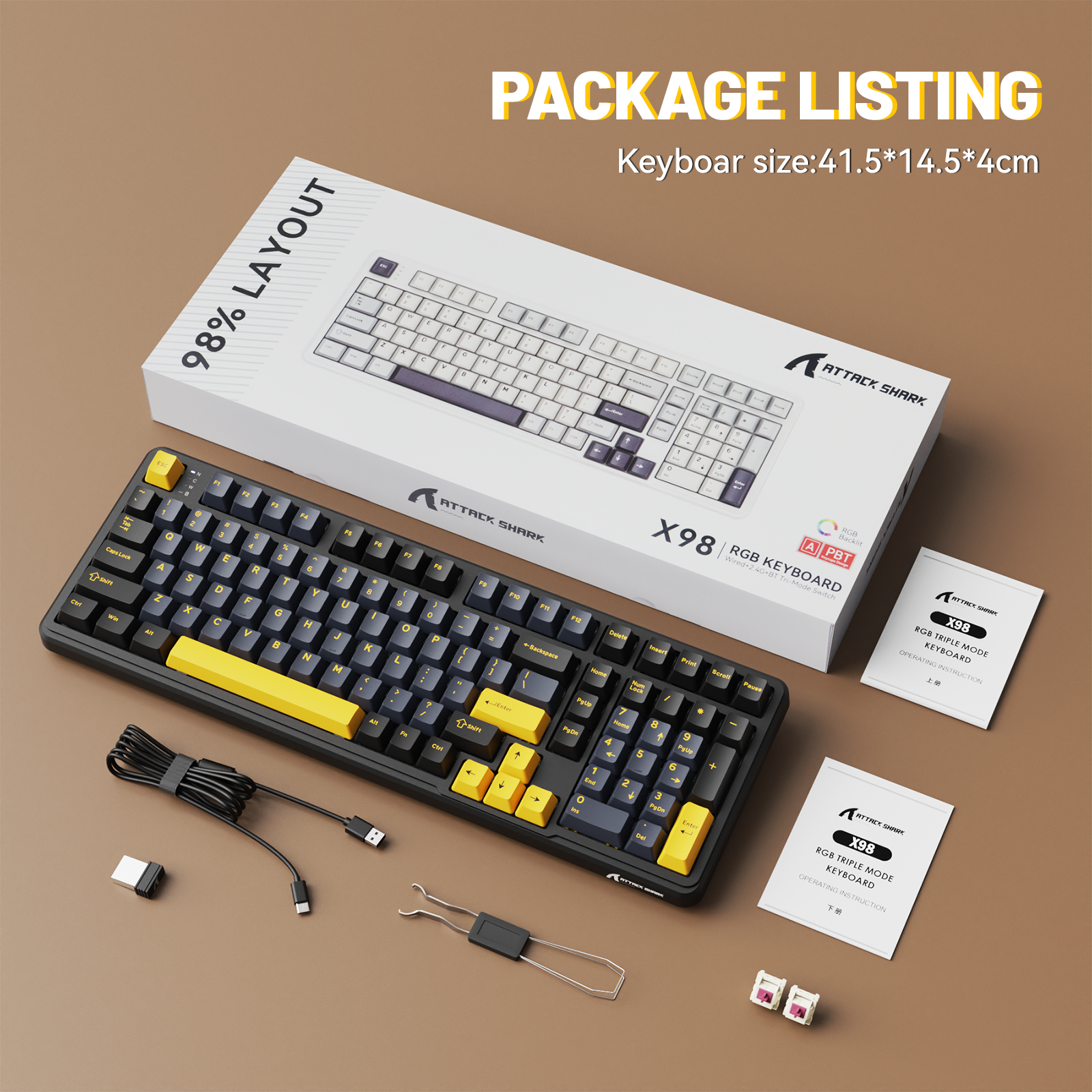 ATTACK SHARK X98 Wireless Mechanical Keyboard