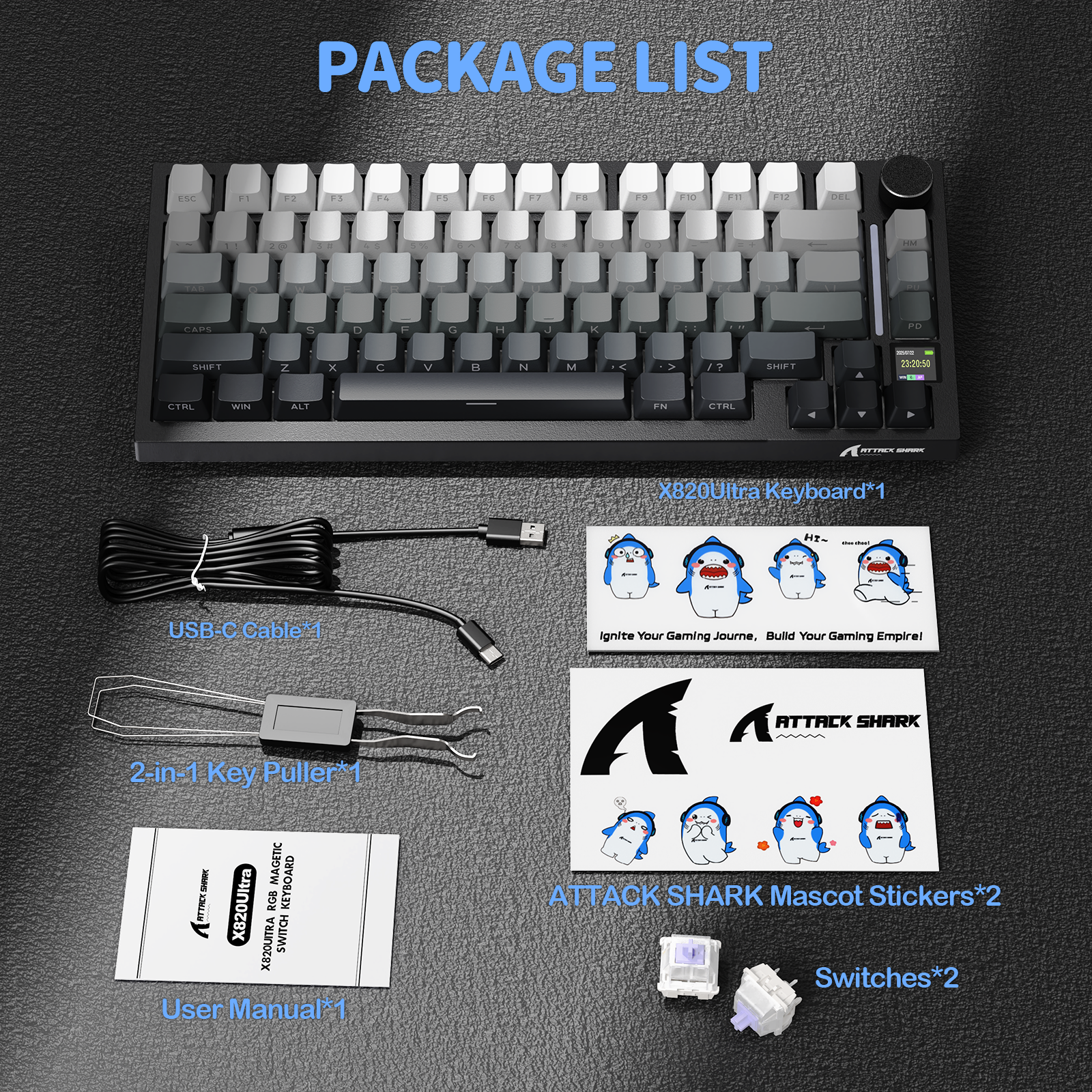 ATTACK SHARK X820Ultra Tri-mode Gasket Mechanical Keyboard - Bear Hugs