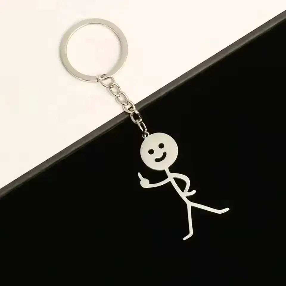 Finger Salute Doodle Stickman Keychain