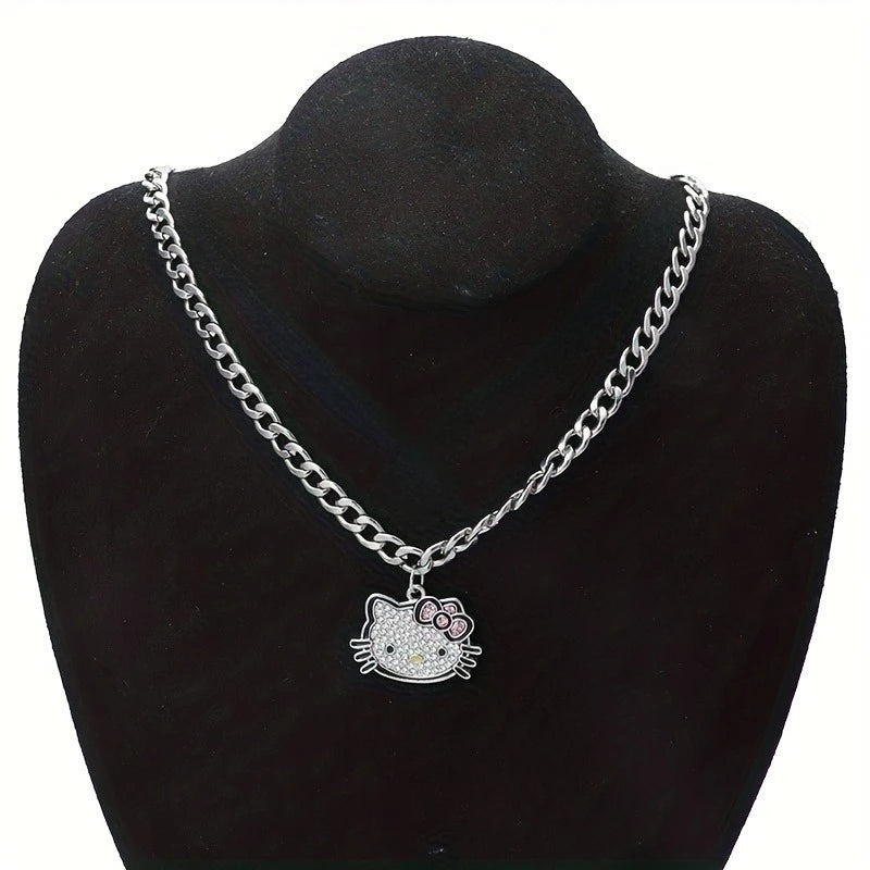 Hello Kitty Silver Sparkle Twin Necklace Set