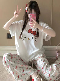 Kawaii Kitty Summer Pajamas Suits PN7087 - Bear Hugs