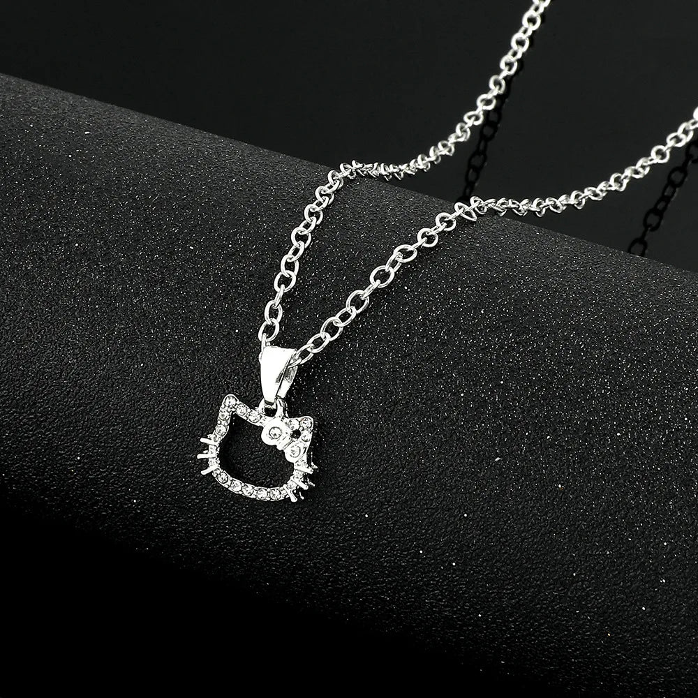 Hello Kitty Silver Sparkle Twin Necklace Set