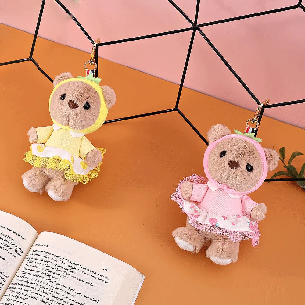 Cozy Frock Bear Plush Keychain