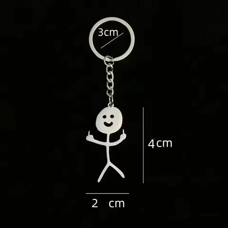 Finger Salute Doodle Stickman Keychain