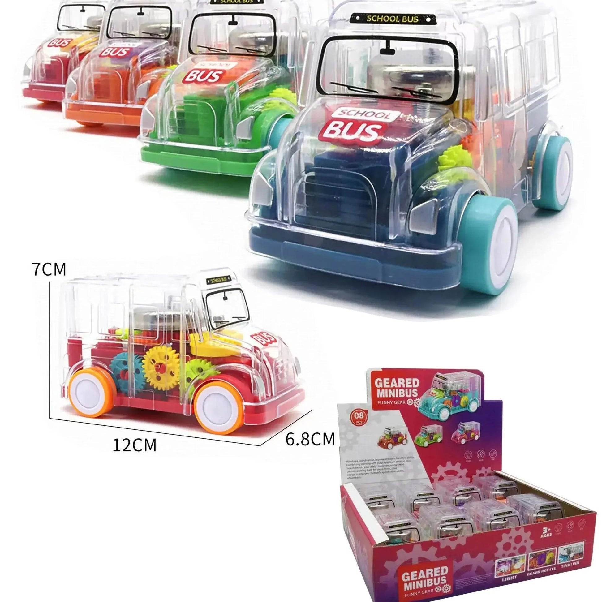 Transparent Gear School Bus Toy