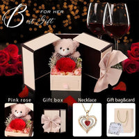 Preserved Rose & Guardian Bear Necklace Vault
