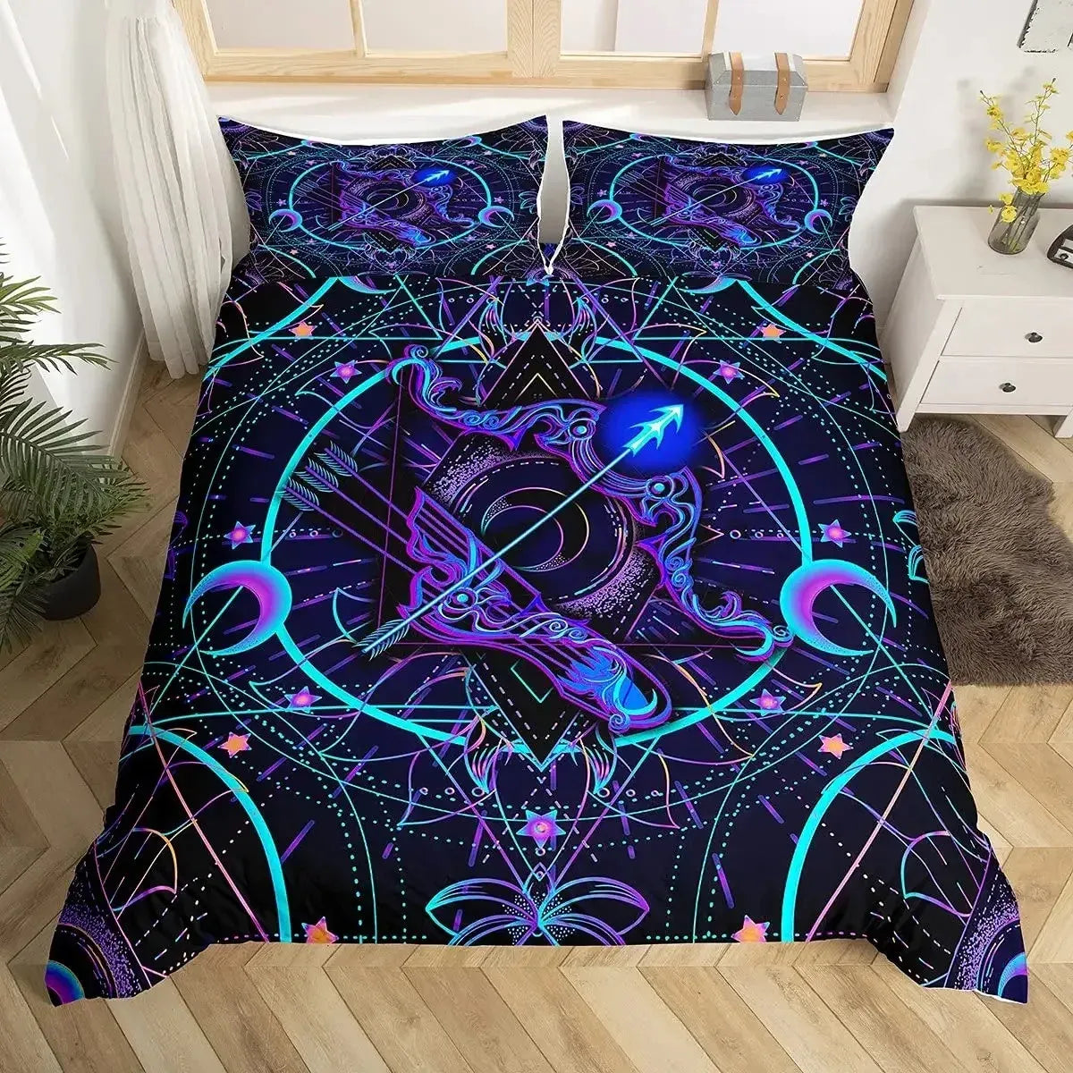 Celestial Aura Neon Zodiac Bedding
