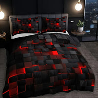 Neon Grid 3D Abstract Bedding Set