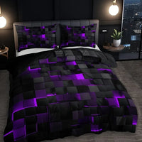 Neon Grid 3D Abstract Bedding Set
