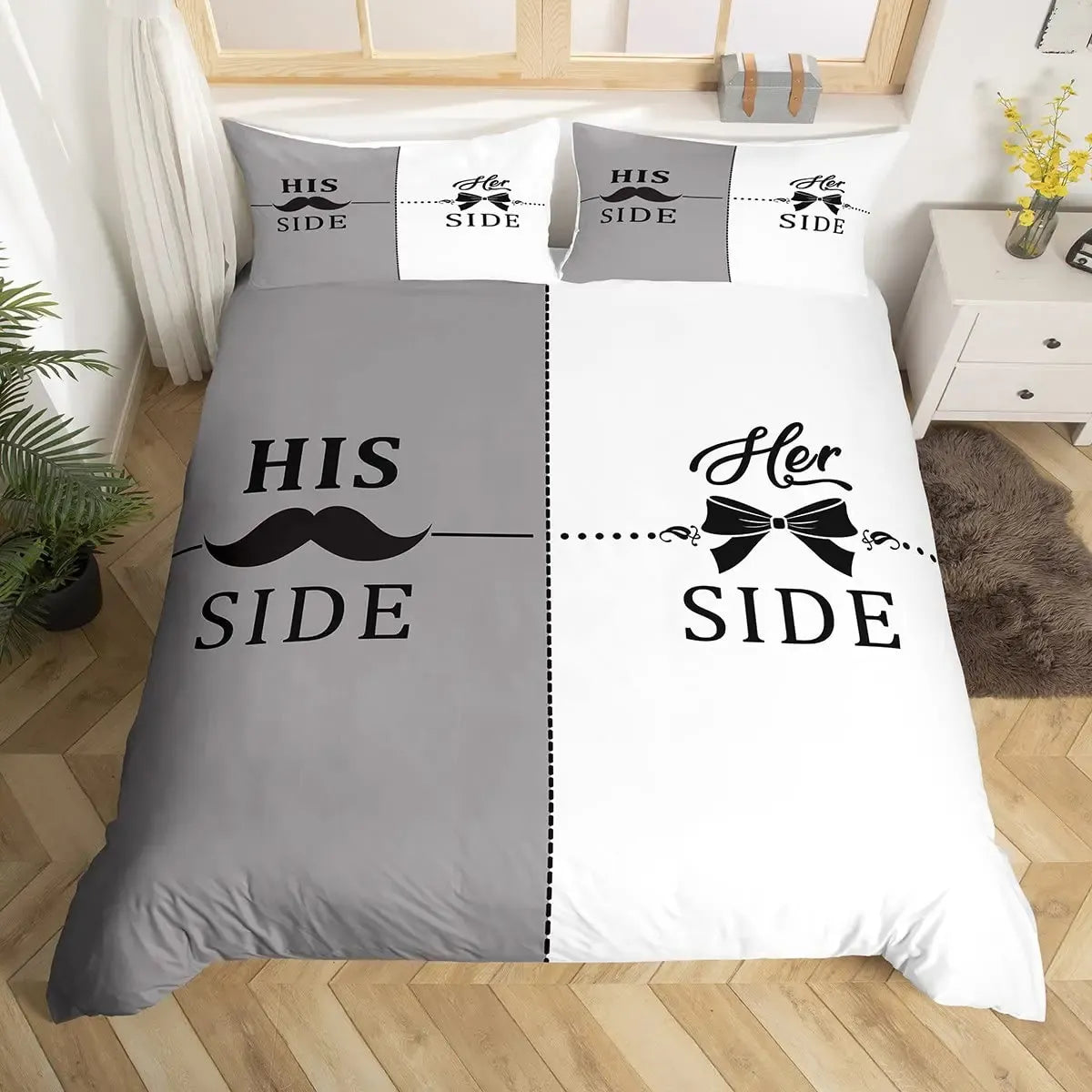 Split Souls Romantic Couple Bedding