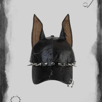 Punk Doberman Ears Leather Baseball Cap