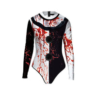 Midnight Menace Blood Splattered Clown Bodysuit