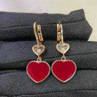 Dancing Diamond Carnelian Heart Earrings