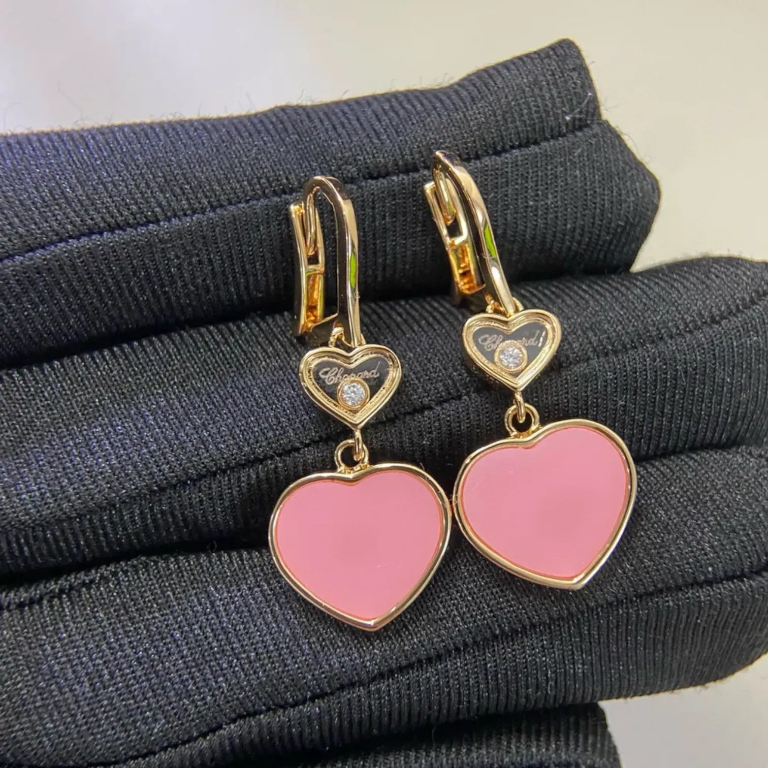 Dancing Diamond Carnelian Heart Earrings