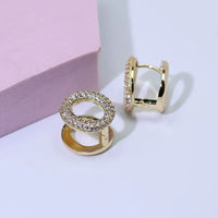 Pave Circle Huggie Earrings