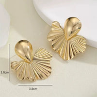Gilded Sunburst Sculpted Fan Earrings