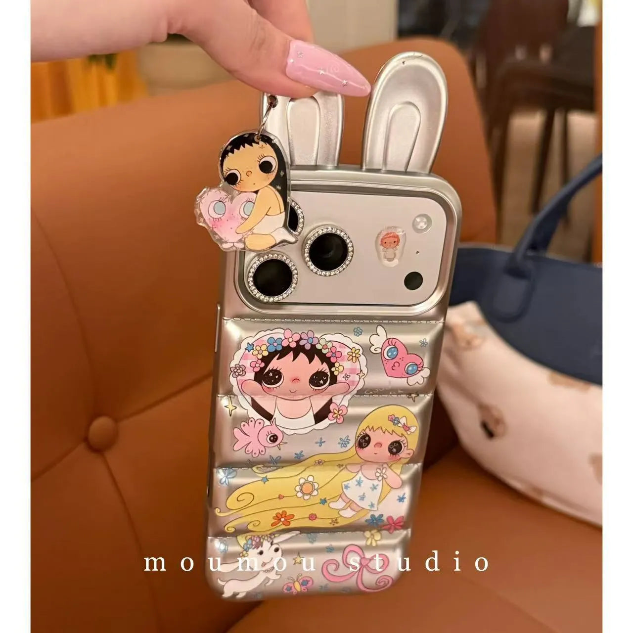 Chrome Bunny Y2K Puffer Phone Case (For iPhone)