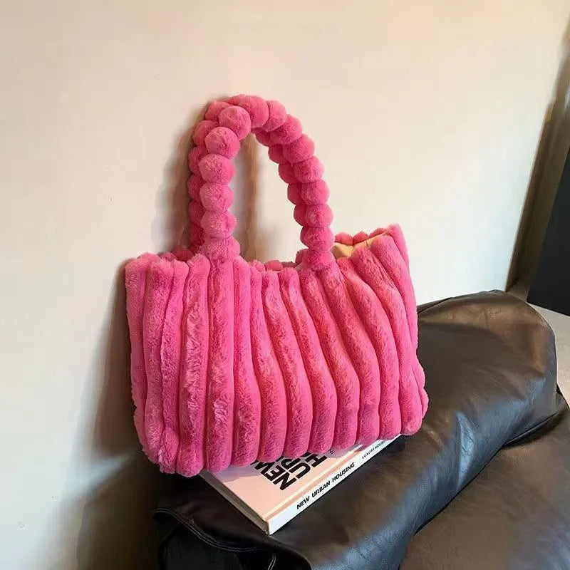 Velvet Ribbon Daily Plush Tote Bag