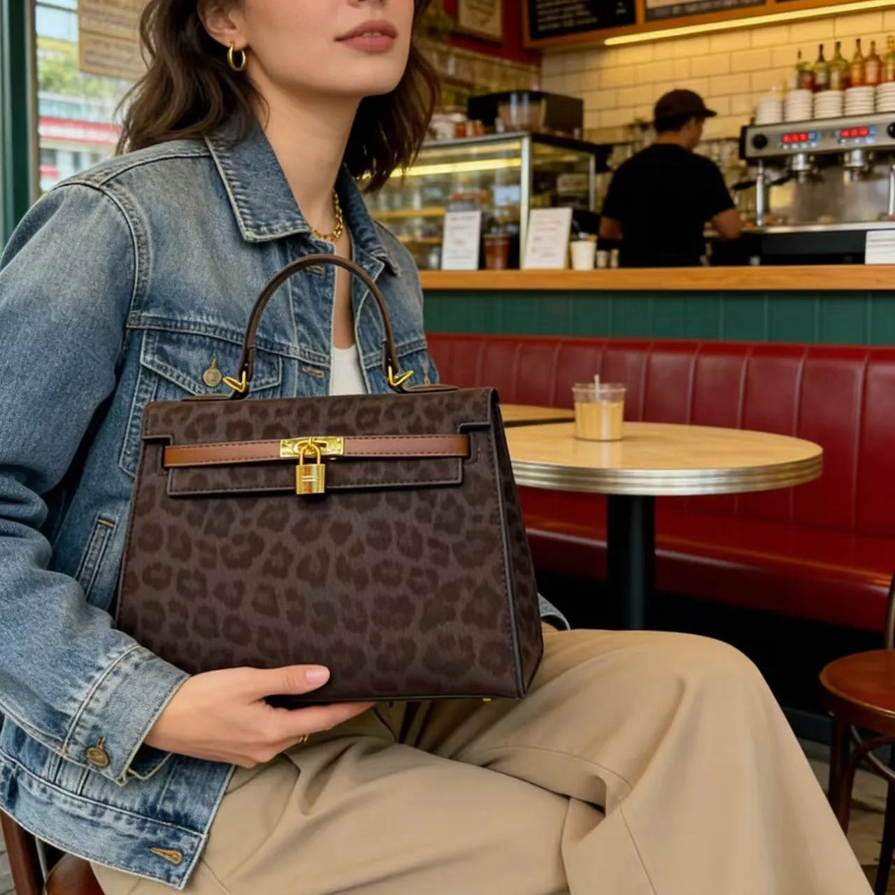Hermaire Sovereign Heritage Leopard Print Handbag