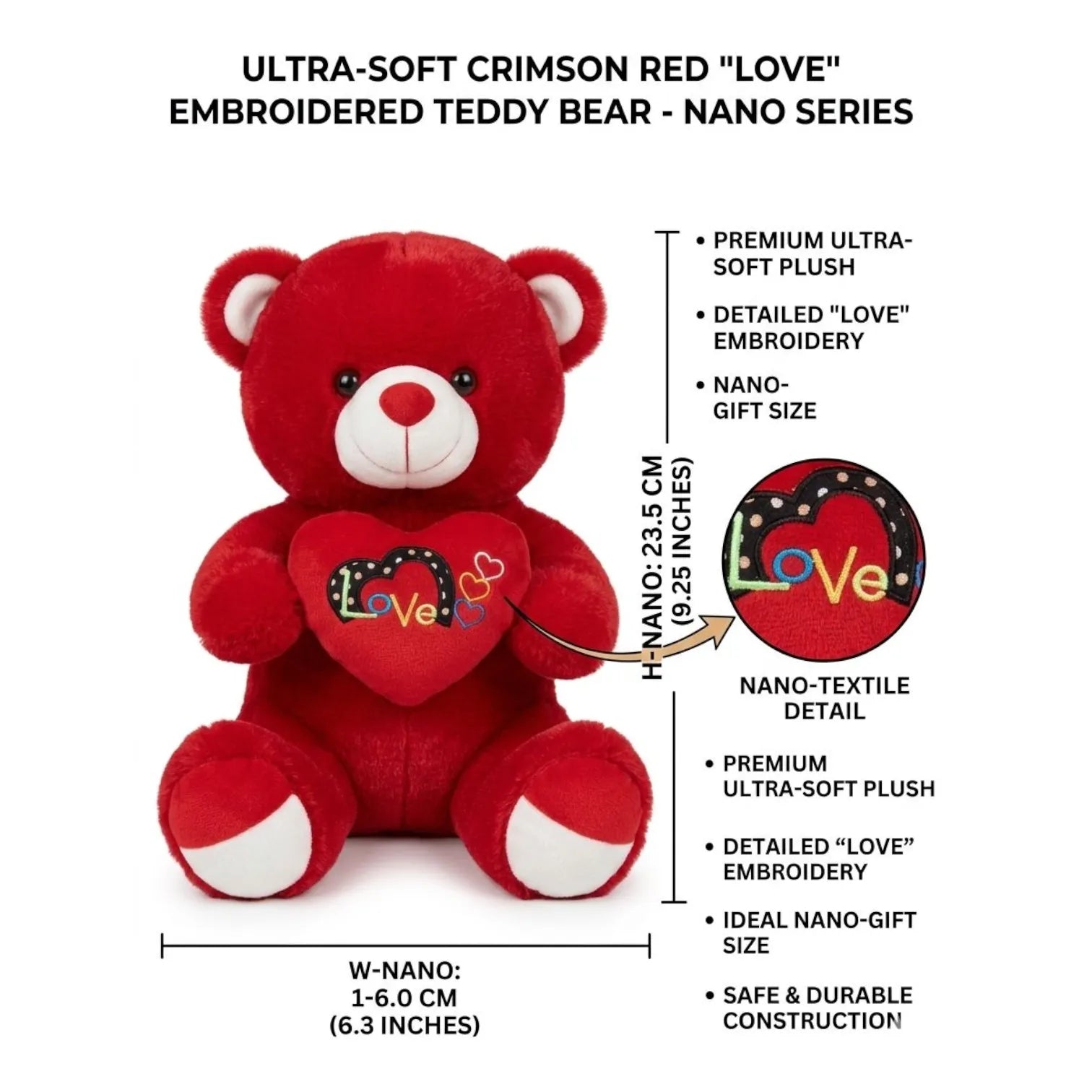 Crimson Love Teddy Bear Plush (40 cm) - Bear Hugs