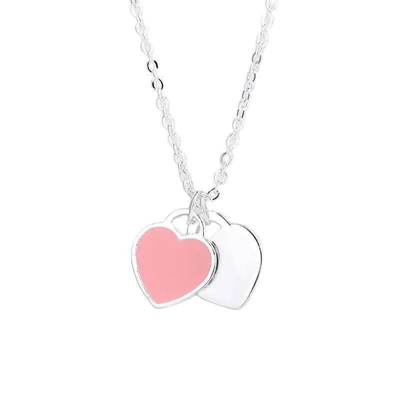TiffCo Double Heart Tag Pendant Necklace
