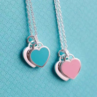 TiffCo Double Heart Tag Pendant Necklace