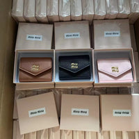 Luxury MM Pebbled Envelope Card Holder Wallet