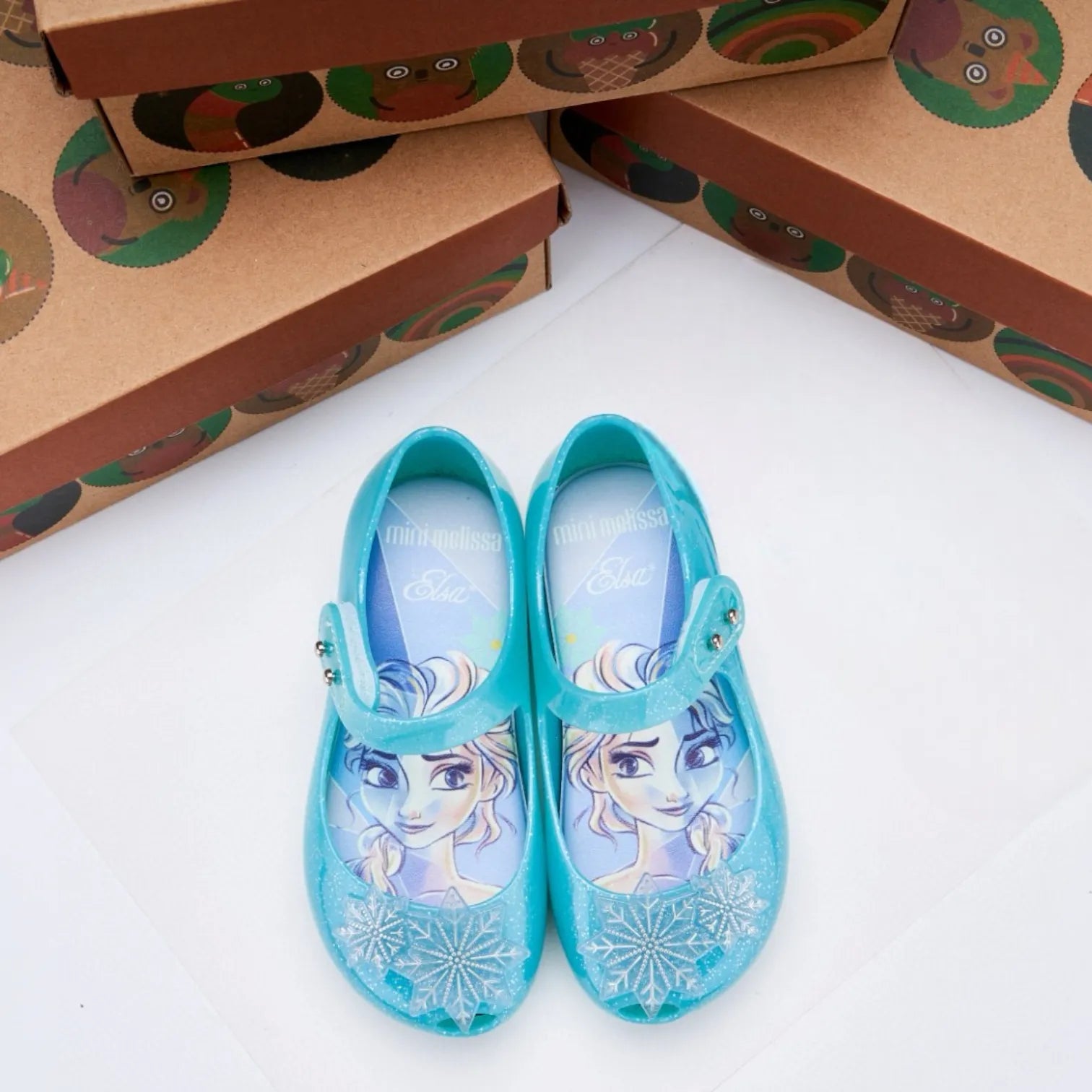 Mini Melissa Frozen Aqua Glitter Shoes