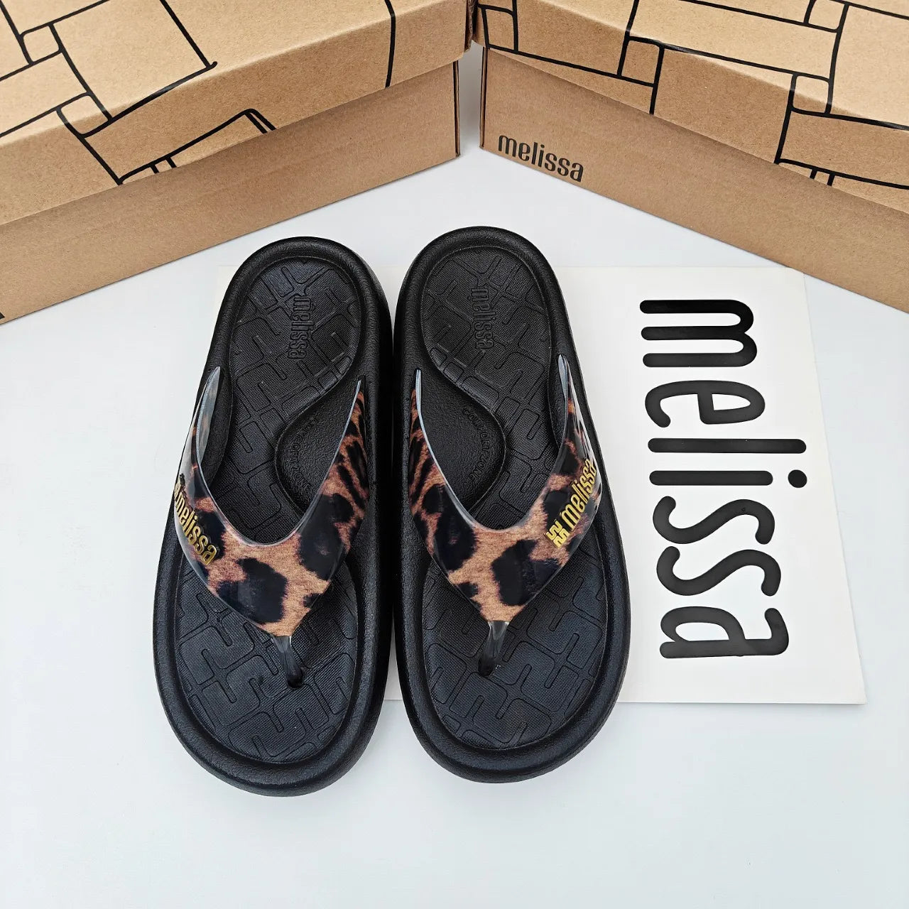 Melissa Station Leopard Print Flip-Flops