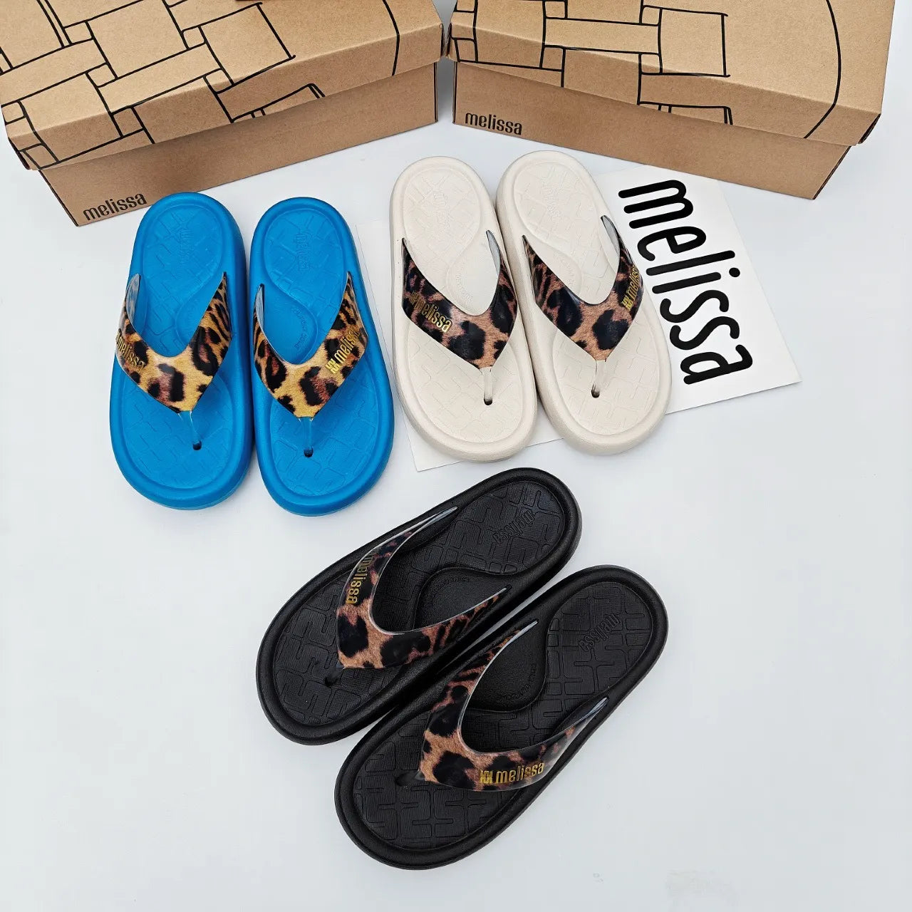 Melissa Station Leopard Print Flip-Flops